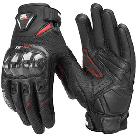 KEMIMOTO front view of gloves showing leather and overall fit for confident grip