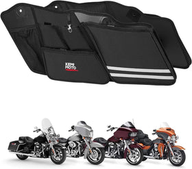 KEMIMOTO front view of installed saddle bag organizers shows neat storage benefit
