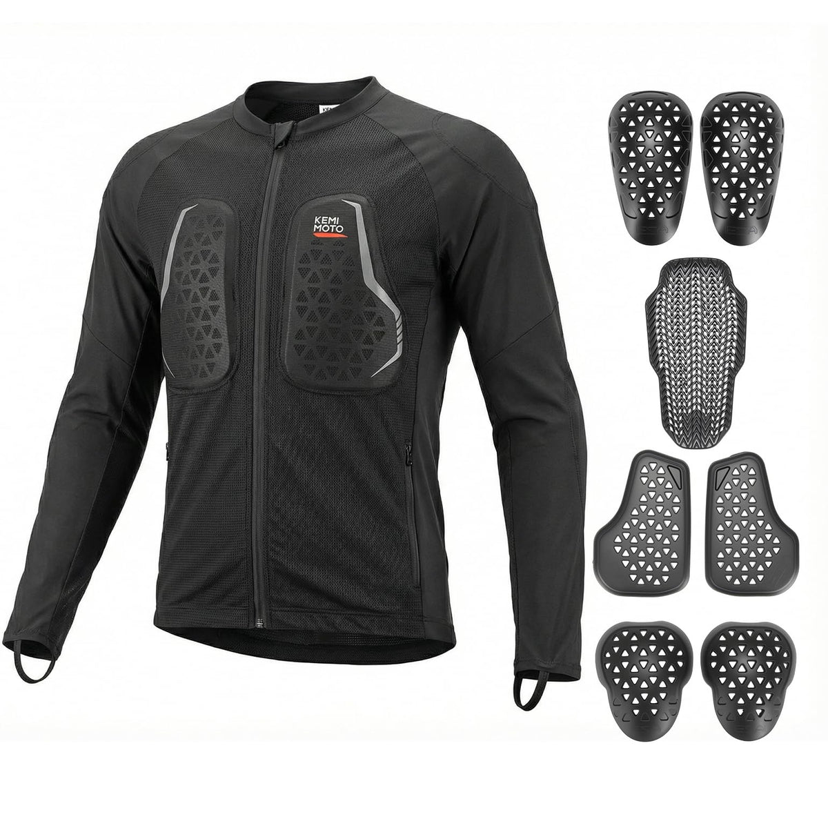 KEMIMOTO front view of mesh armored shirt showing fit and ventilation benefits
