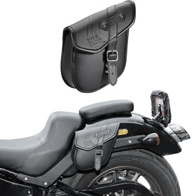 KEMIMOTO front view of mini saddlebag showing compact storage benefit
