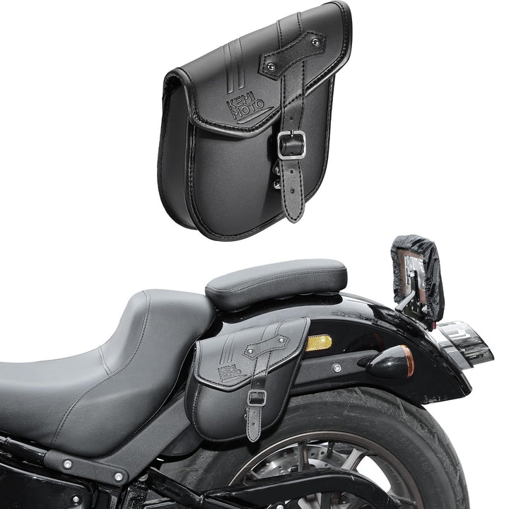 KEMIMOTO front view of mini saddlebag showing compact storage benefit