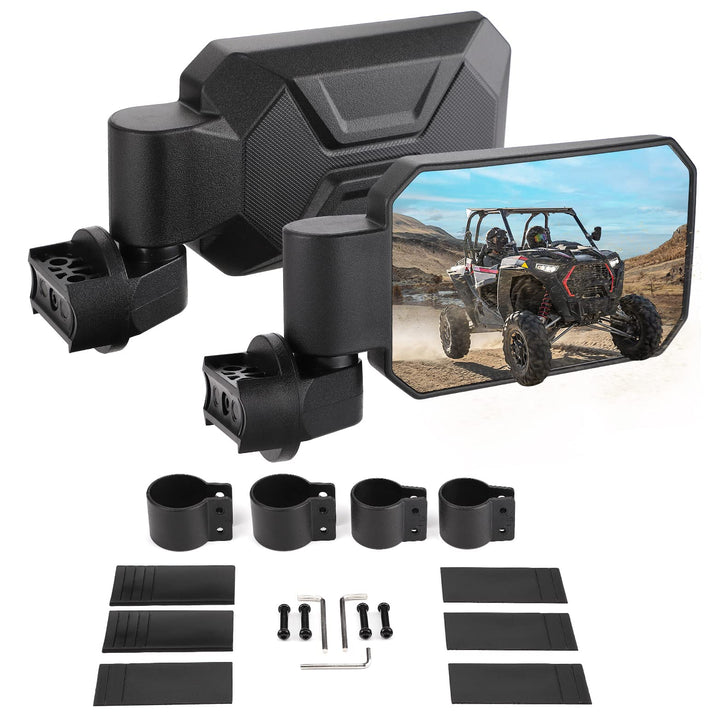 KEMIMOTO front-mounted mirror showing clear rear view and improved visibility