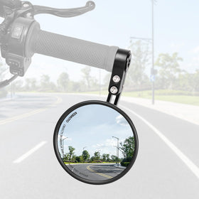KEMIMOTO front view mirror mounted showing clear rear visibility