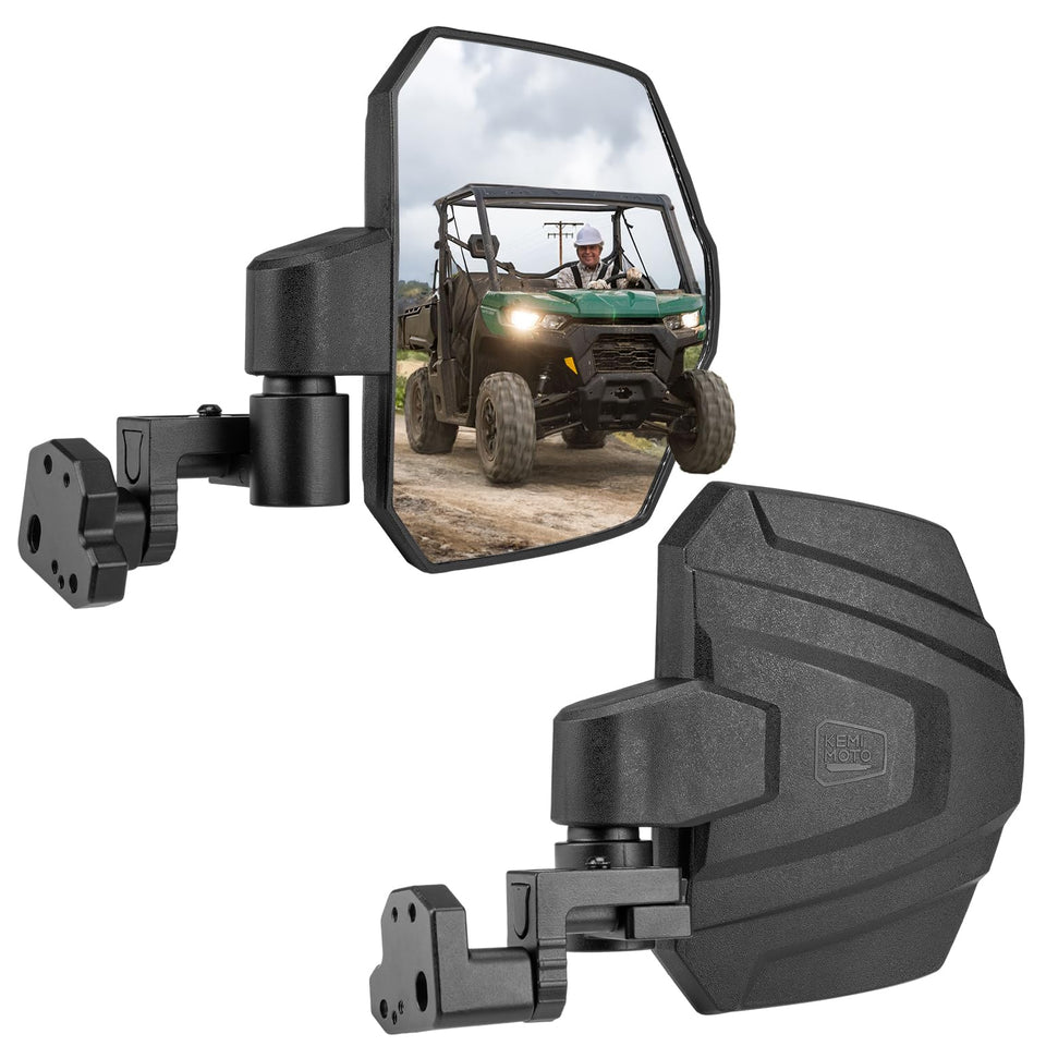 KEMIMOTO front view mounted mirror showing wide rear visibility benefit