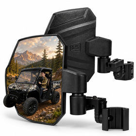 KEMIMOTO front view mounted mirror showing wider visibility benefit