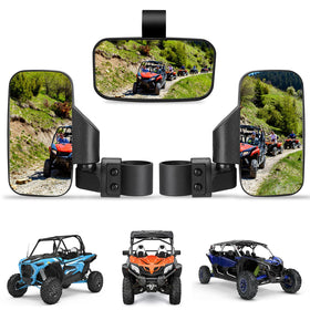 KEMIMOTO front view of mirrors mounted on roll cage showing improved visibility