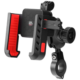 KEMIMOTO front view on handlebar showing secure mount and clear screen benefit