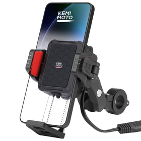 KEMIMOTO front view mounted on handlebar showing secure fit and quick access