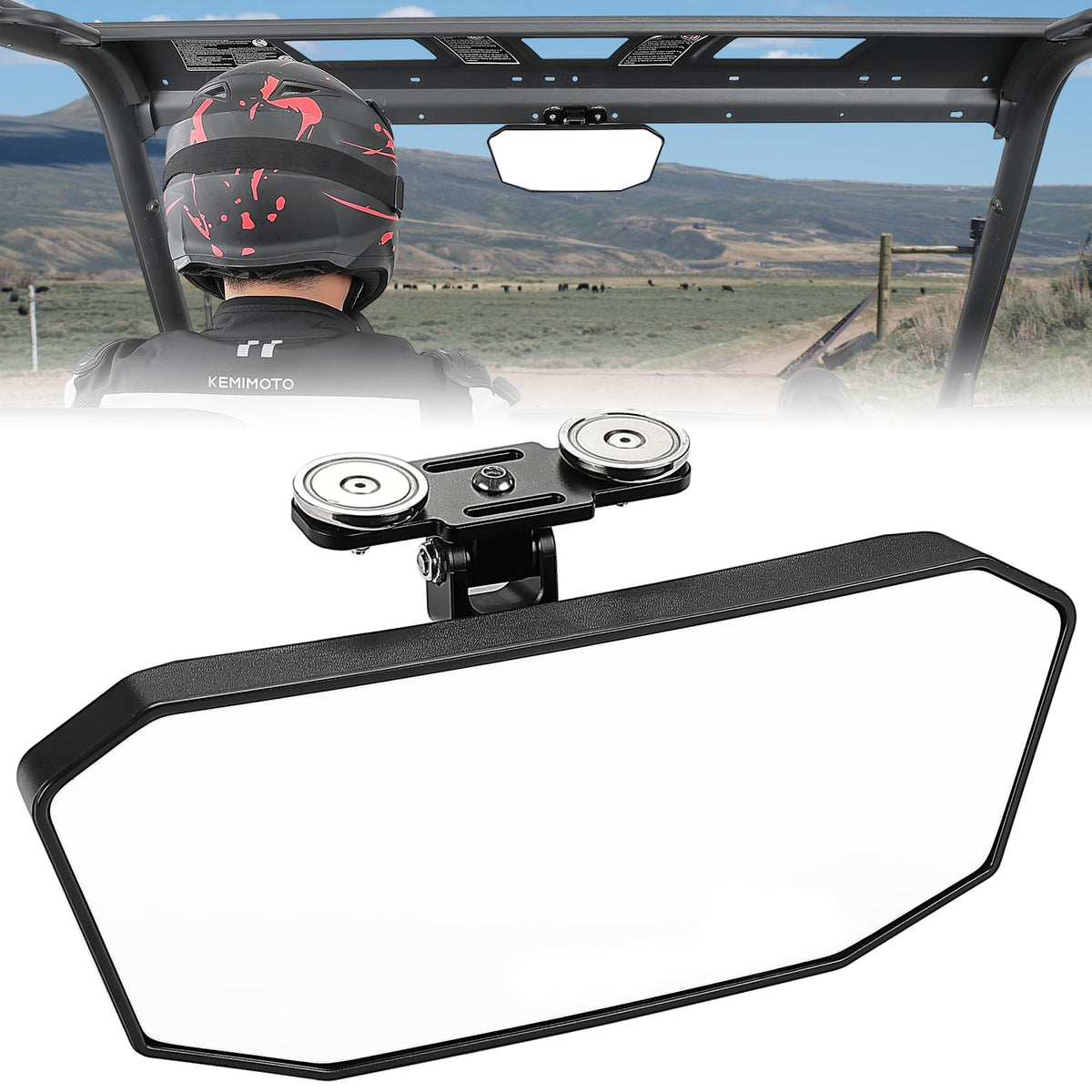 KEMIMOTO front view mounted on UTV showing wider rear visibility