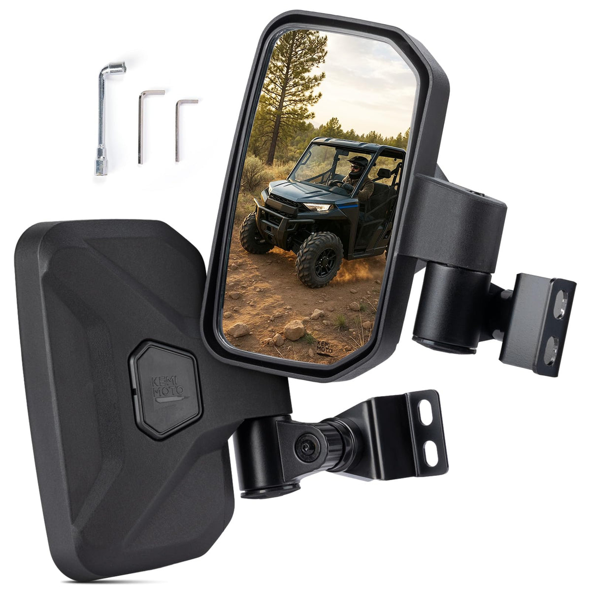 KEMIMOTO front view mounted on Polaris Ranger showing improved visibility