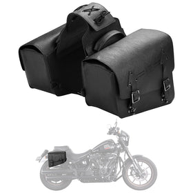 KEMIMOTO front view of saddlebags showing style and storage benefit