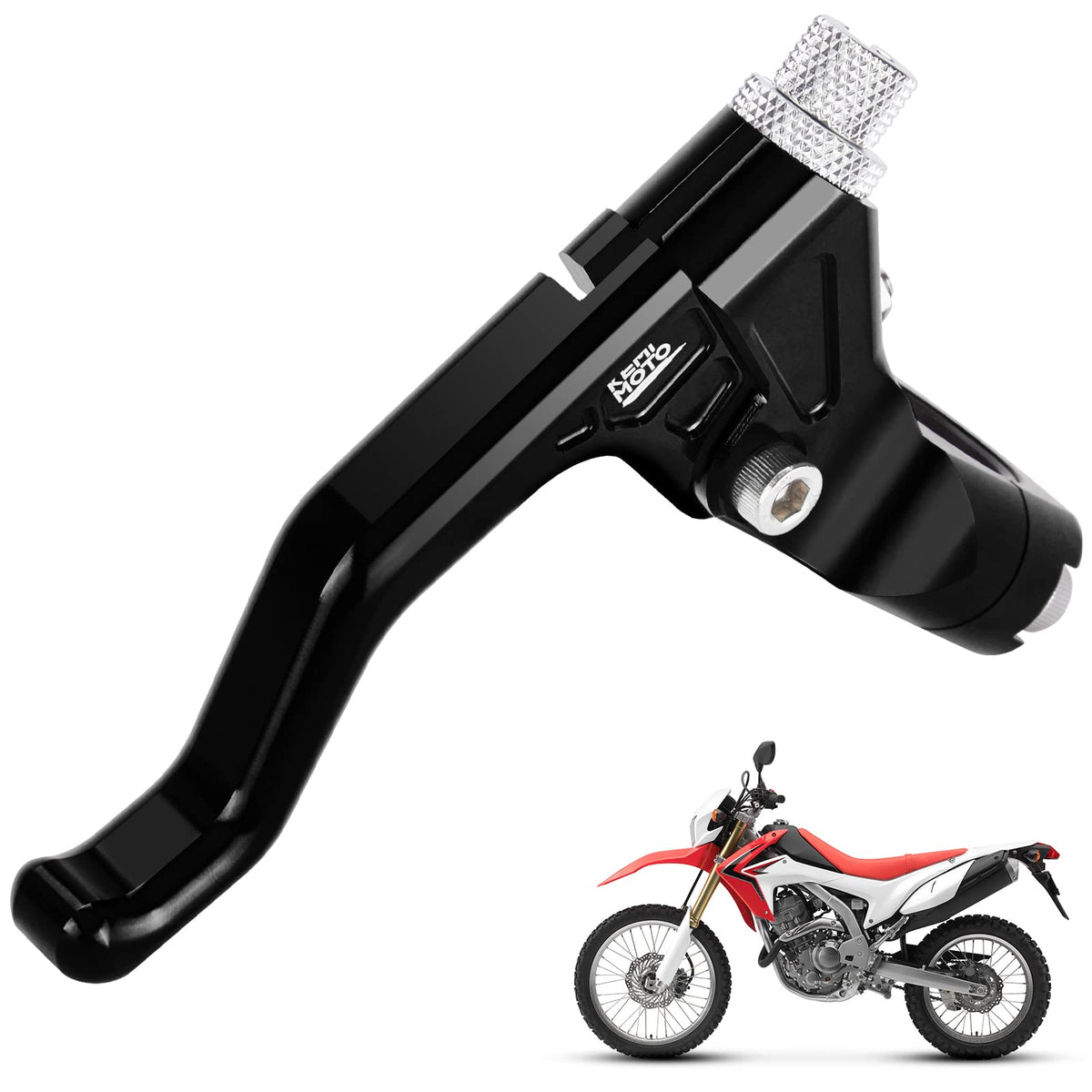 KEMIMOTO front view of clutch lever showing compact profile and quick control