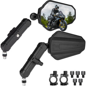 KEMIMOTO front view packaging showing durable mirror set and mounting hardware
