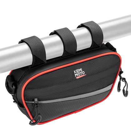 KEMIMOTO front view of roll cage bag showing pockets and zipper, adds organized storage