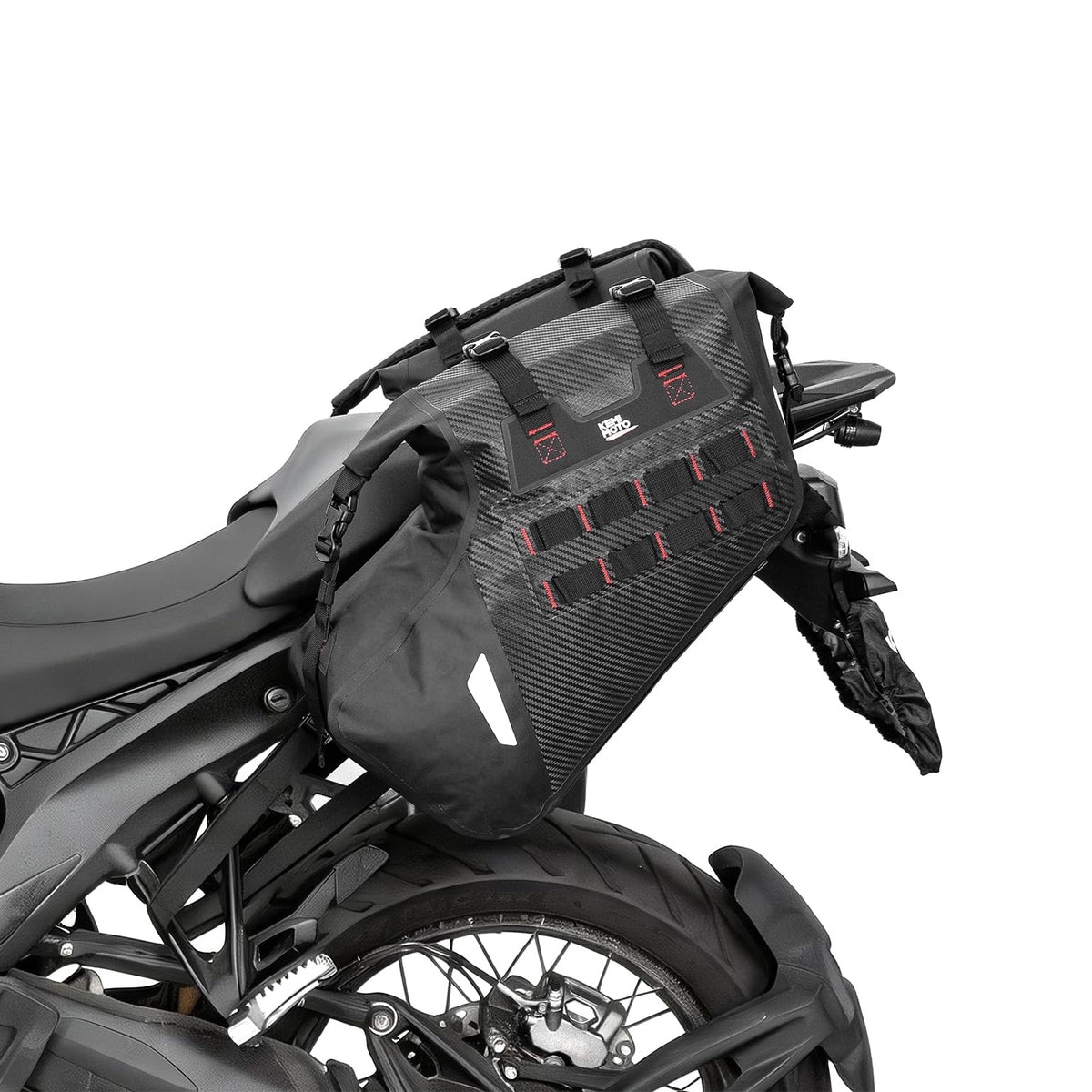 KEMIMOTO front view of saddlebags showing shape and mounting benefit