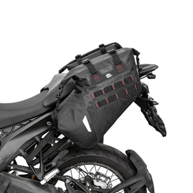 KEMIMOTO front view of saddlebags showing shape and mounting benefit