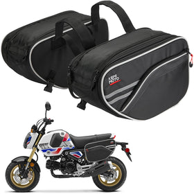 KEMIMOTO front view of saddlebags showing compact profile and easy access