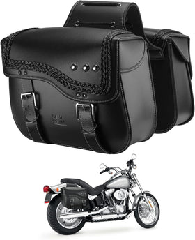 KEMIMOTO front view of saddlebags showing balanced storage and classic style