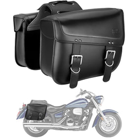 KEMIMOTO front view of saddlebags showing stable profile and secure storage