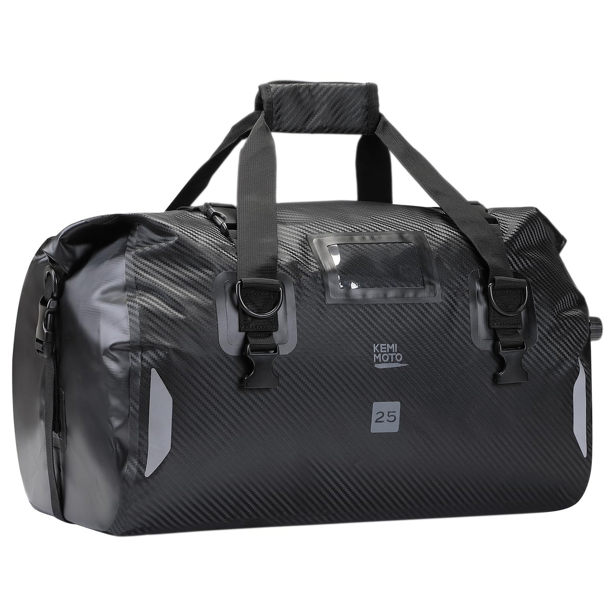 KEMIMOTO front view of tail bag showing robust waterproof shell and easy access