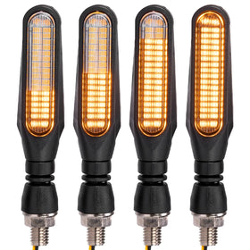 KEMIMOTO front view of turn signal showing bright LEDs and improved visibility