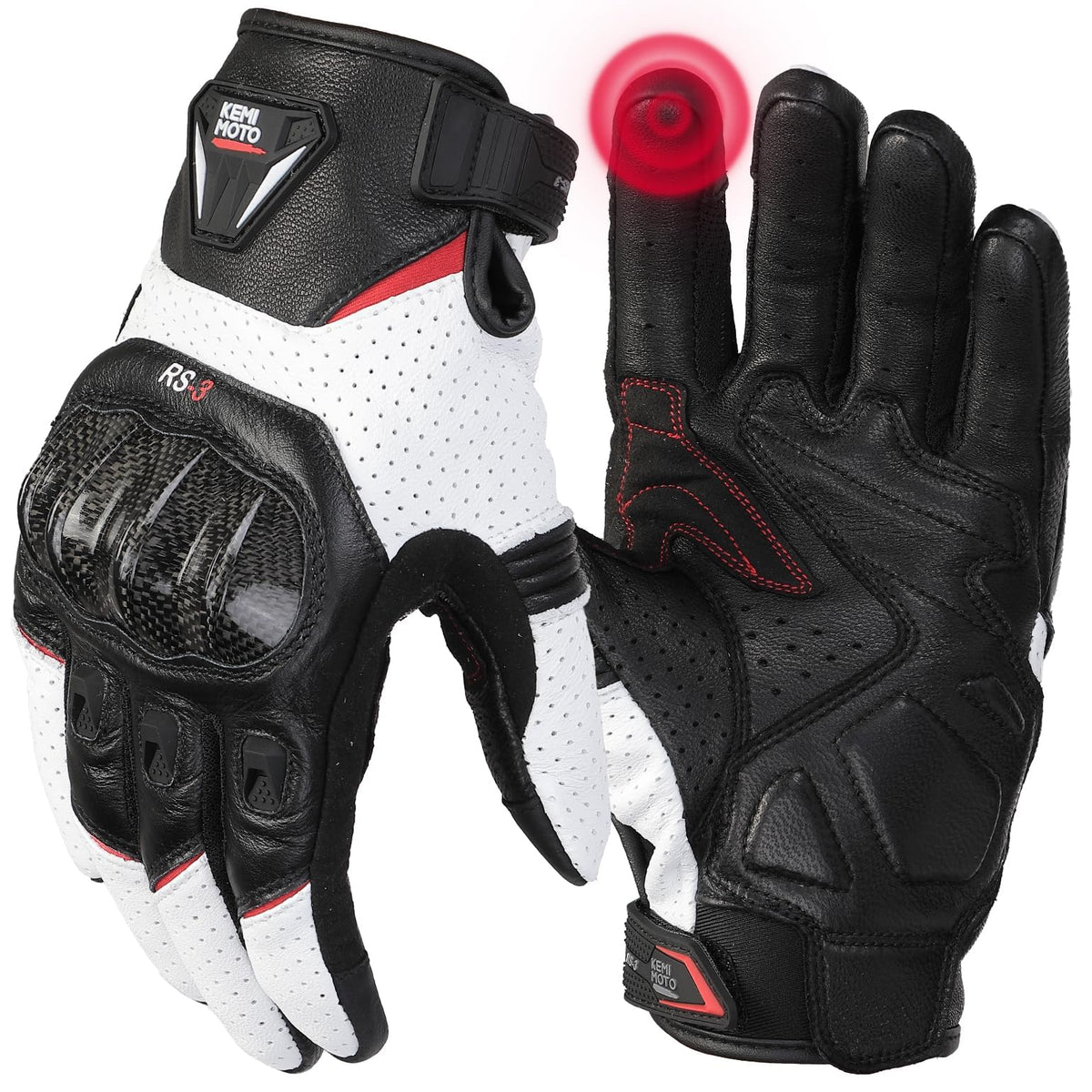 KEMIMOTO gloves front view showing shape and leather comfort