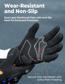 KEMIMOTO touchscreen fingertip detail enabling phone and GPS use while riding