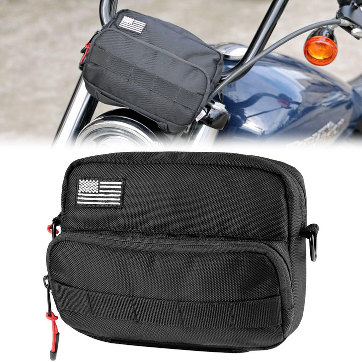 KEMIMOTO handlebar bag front view shows compact storage convenience
