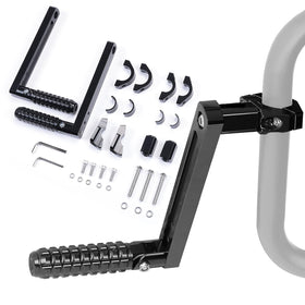 KEMIMOTO front view of highway foot peg showing fit and sturdy build for comfort
