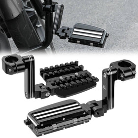 KEMIMOTO front view of highway pegs showing long angled profile and durable finish for improved comfort