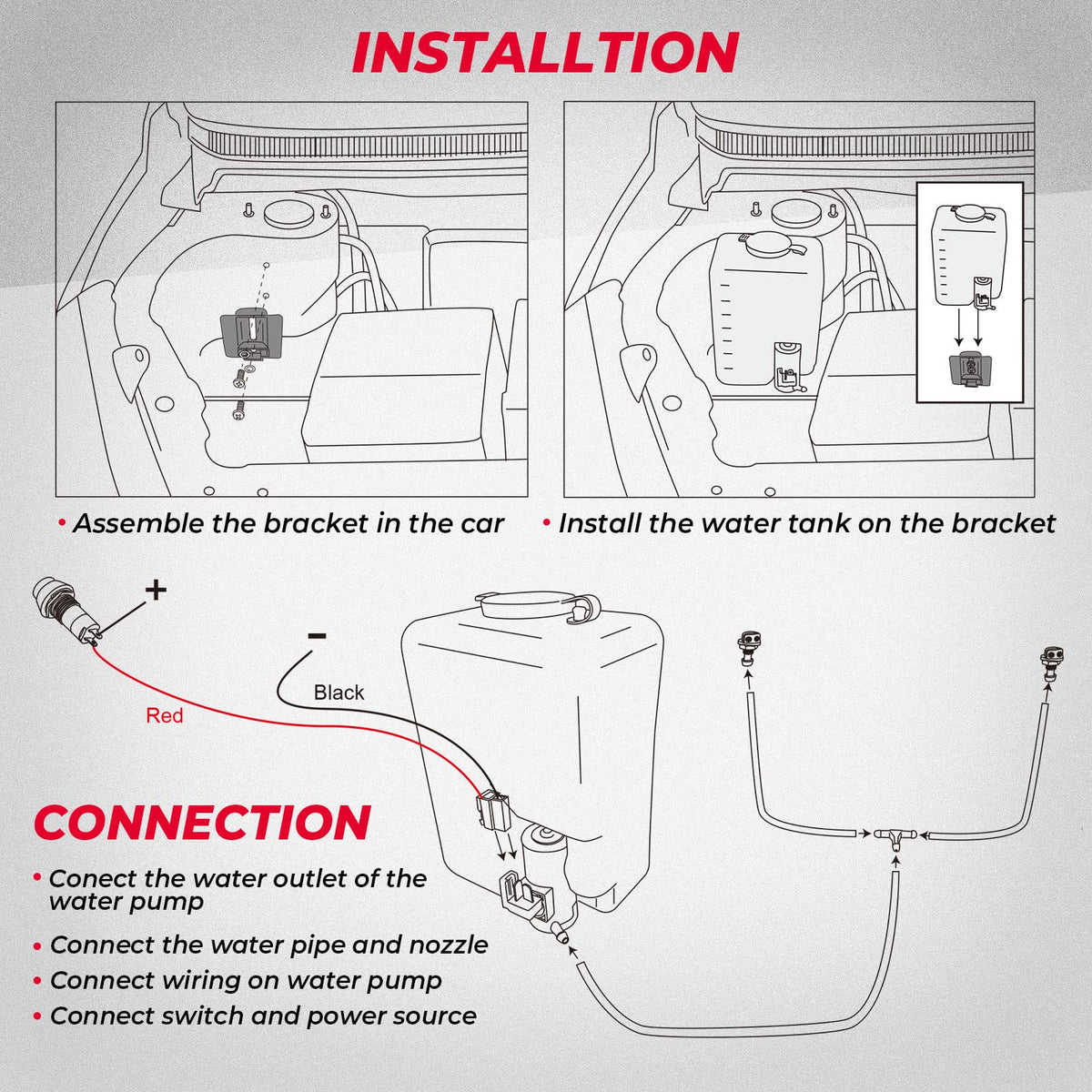 KEMIMOTO water hose and wiring detail showing clear routing advantage