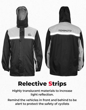 KEMIMOTO rain suit worn by rider on motorcycle demonstrating waterproof protection