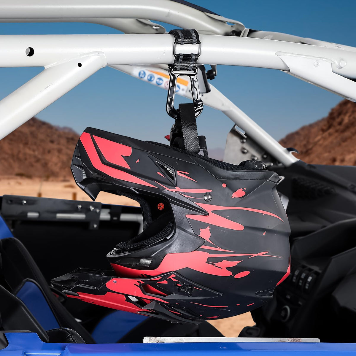 KEMIMOTO hanger in use on UTV showing tidy organization