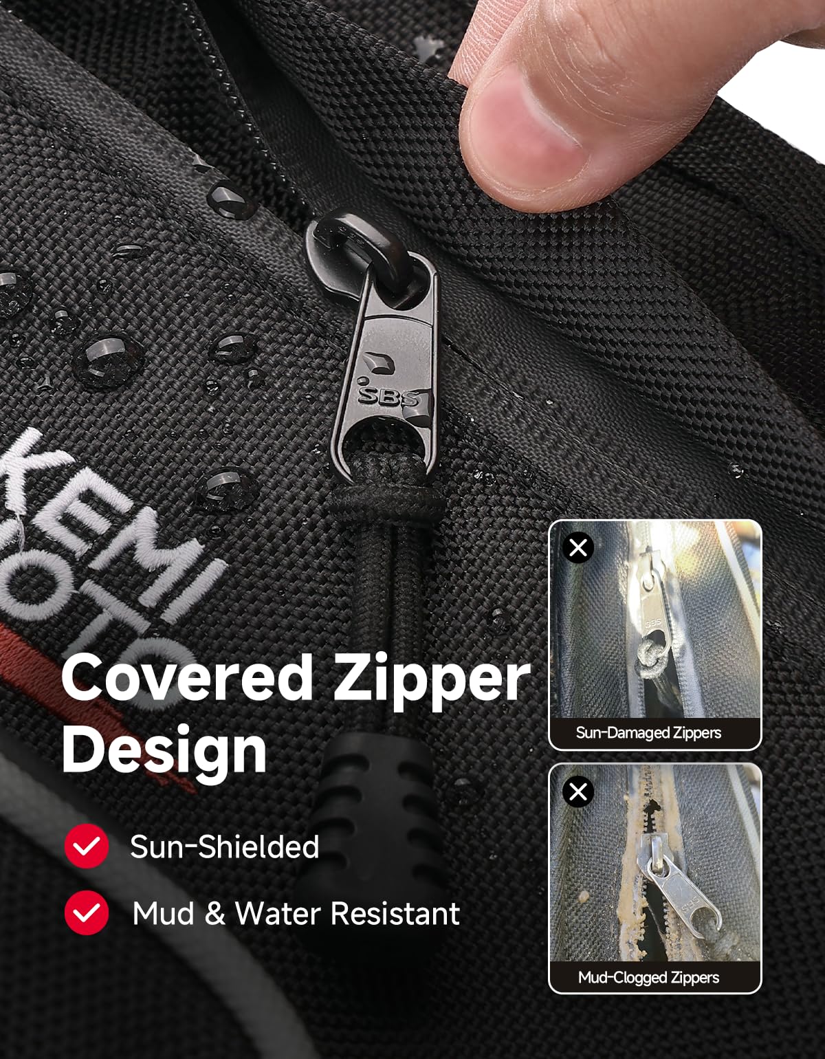 KEMIMOTO bag installed in Polaris RZR between seats for secure storage