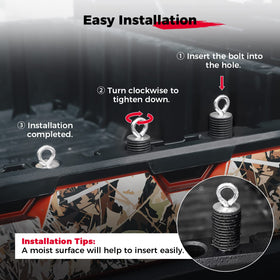 KEMIMOTO anchor installed in a UTV bed demonstrating stable tie-down point