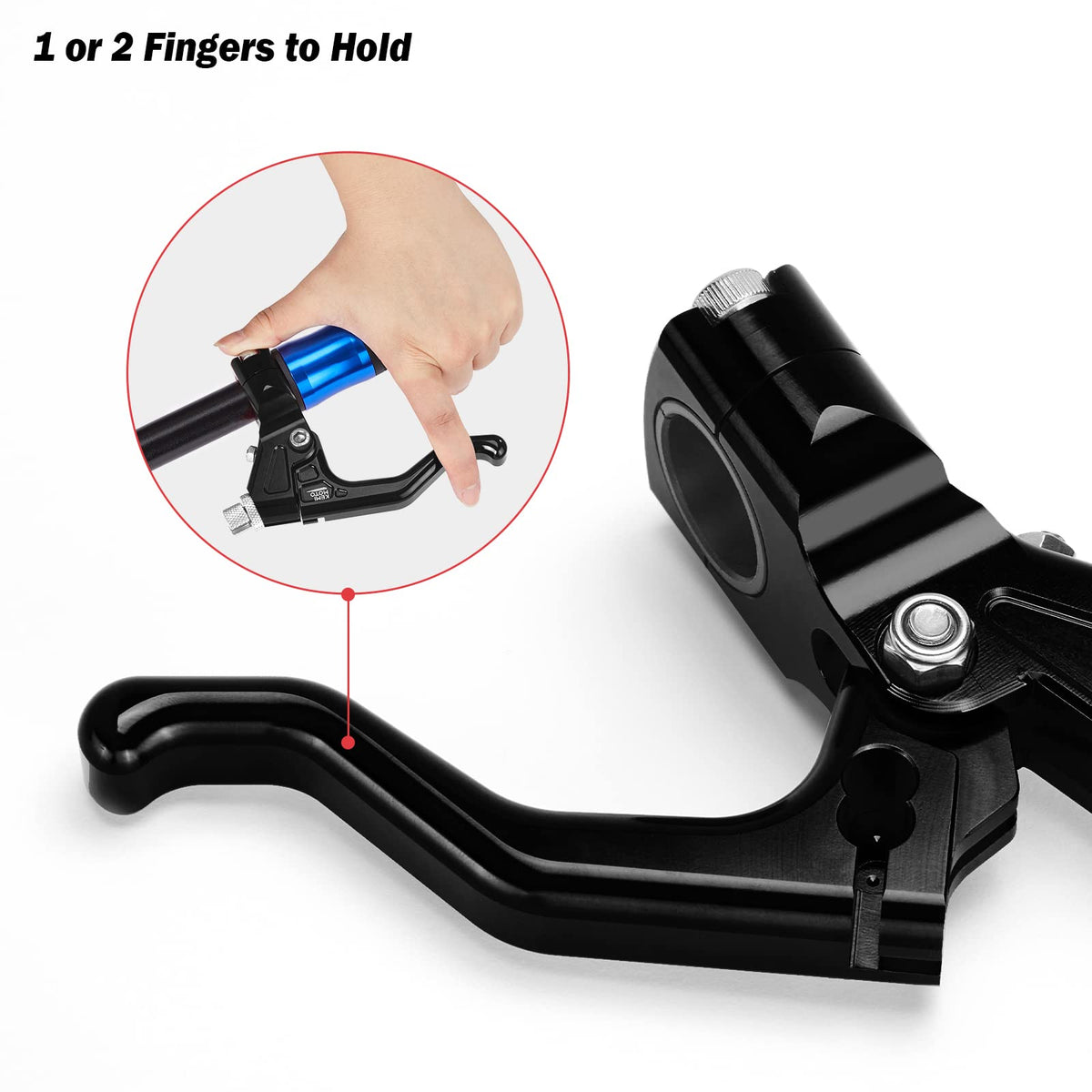 KEMIMOTO lever installed on left handlebar showing improved reach and modulation