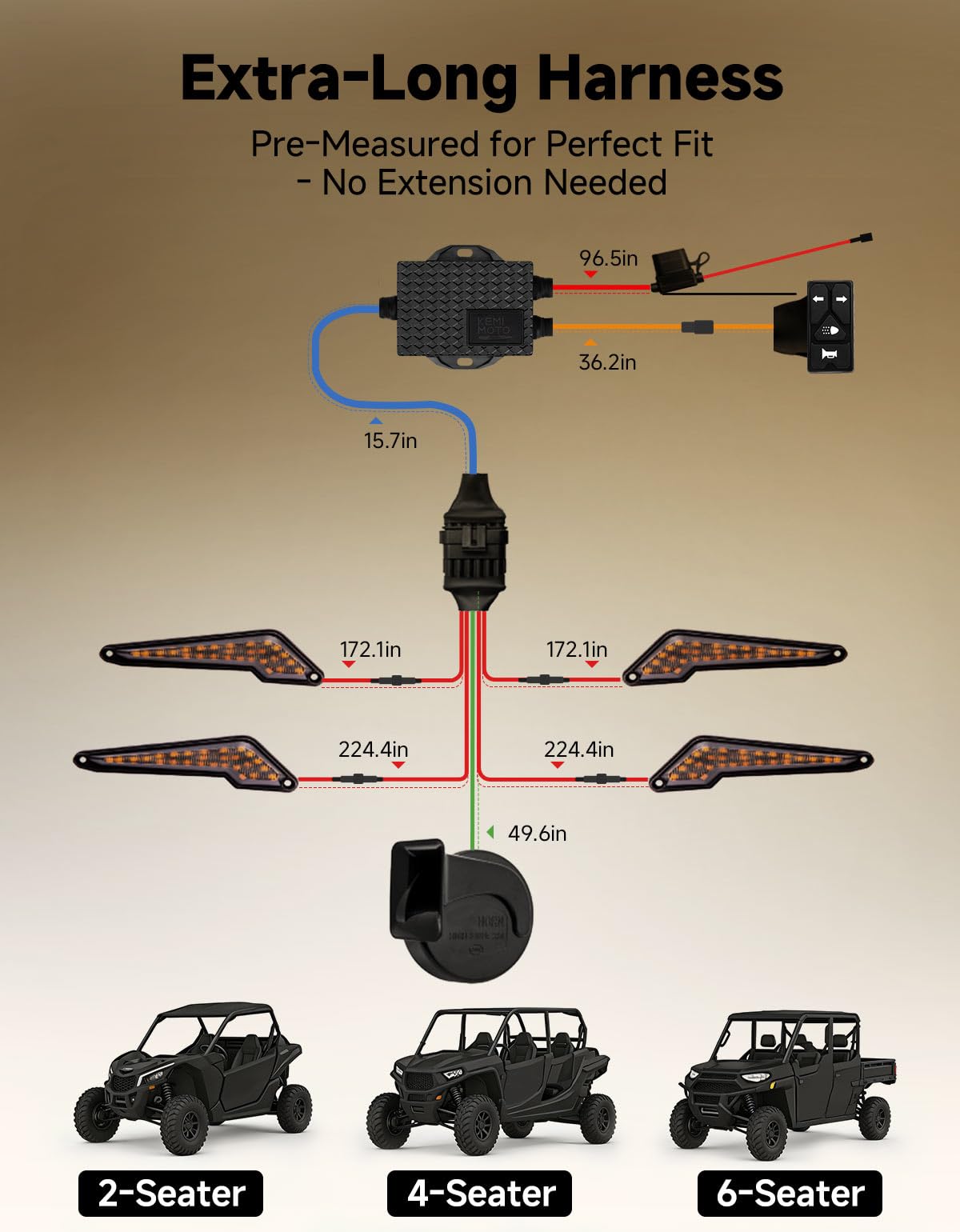 KEMIMOTO turn signal kit installed on side-by-side demonstrating street-legal visibility