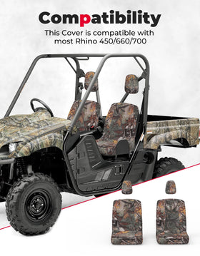 KEMIMOTO seat cover installed on Rhino seat demonstrating secure fit