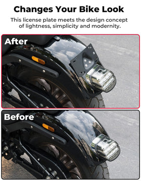 KEMIMOTO installed on Softail fender demonstrating secure three-bolt mounting