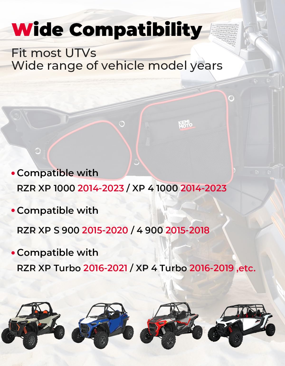 KEMIMOTO installed on UTV door demonstrating easy no-drill mounting