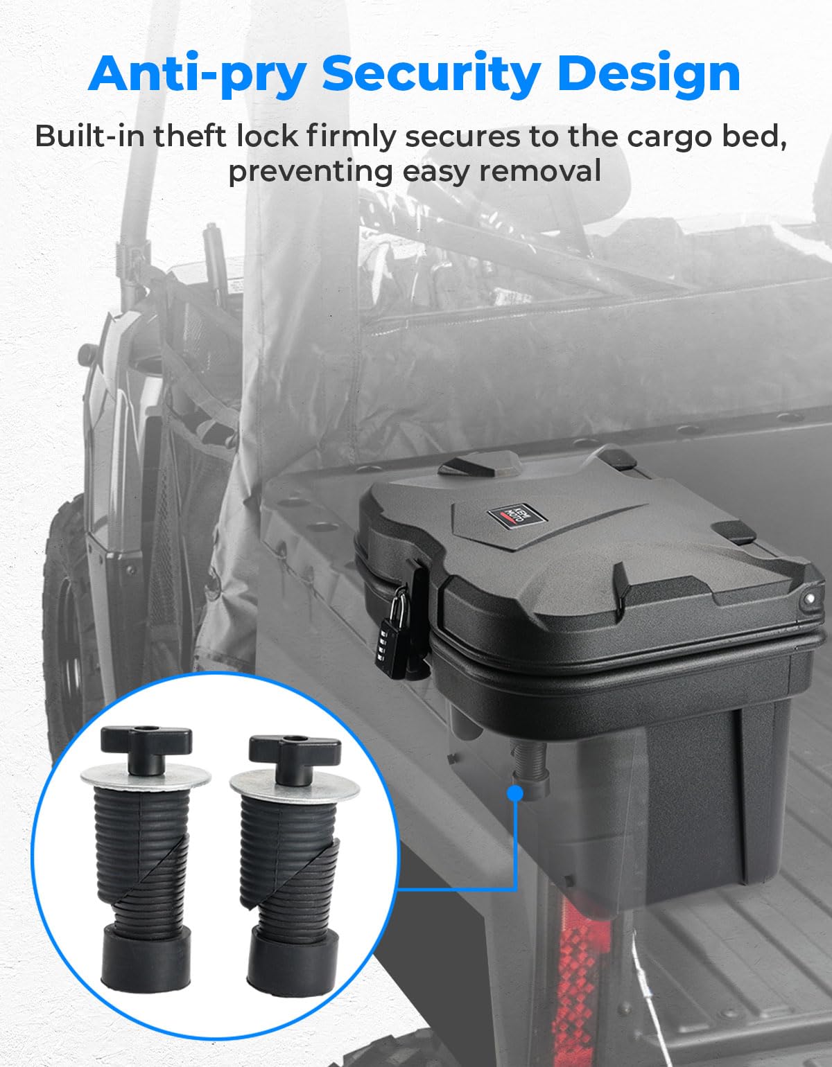 KEMIMOTO interior lock mechanism close-up illustrating anti-theft protection