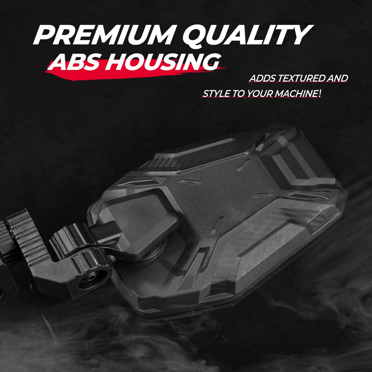 KEMIMOTO mirrors in trail setting highlighting durable ABS housing for rough terrain
