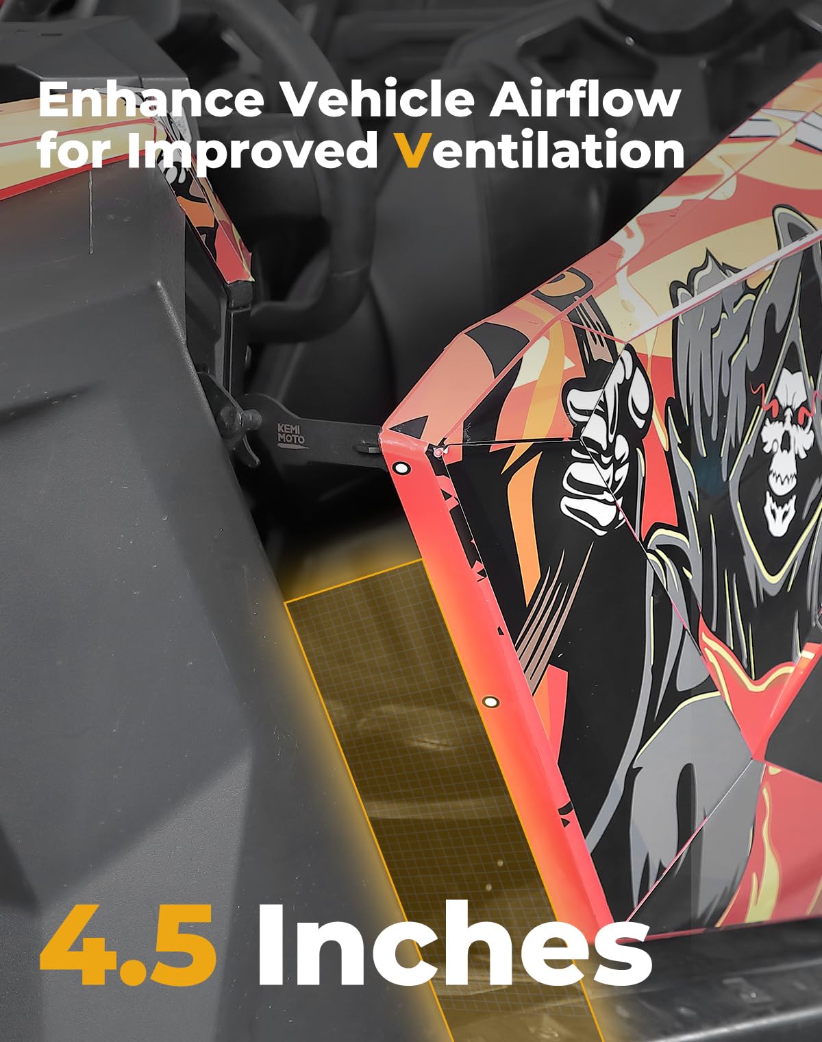 KEMIMOTO latch detail highlighting corkscrew feature for utility