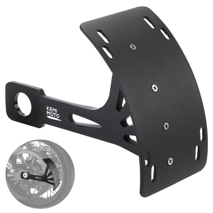 KEMIMOTO front view of black license plate bracket showing compact profile and style