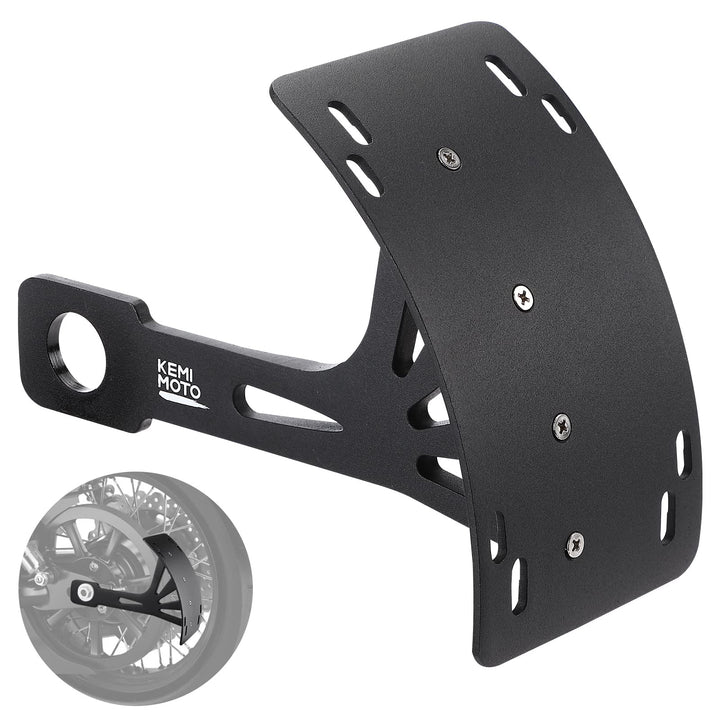 KEMIMOTO front view of black license plate bracket showing compact profile and style