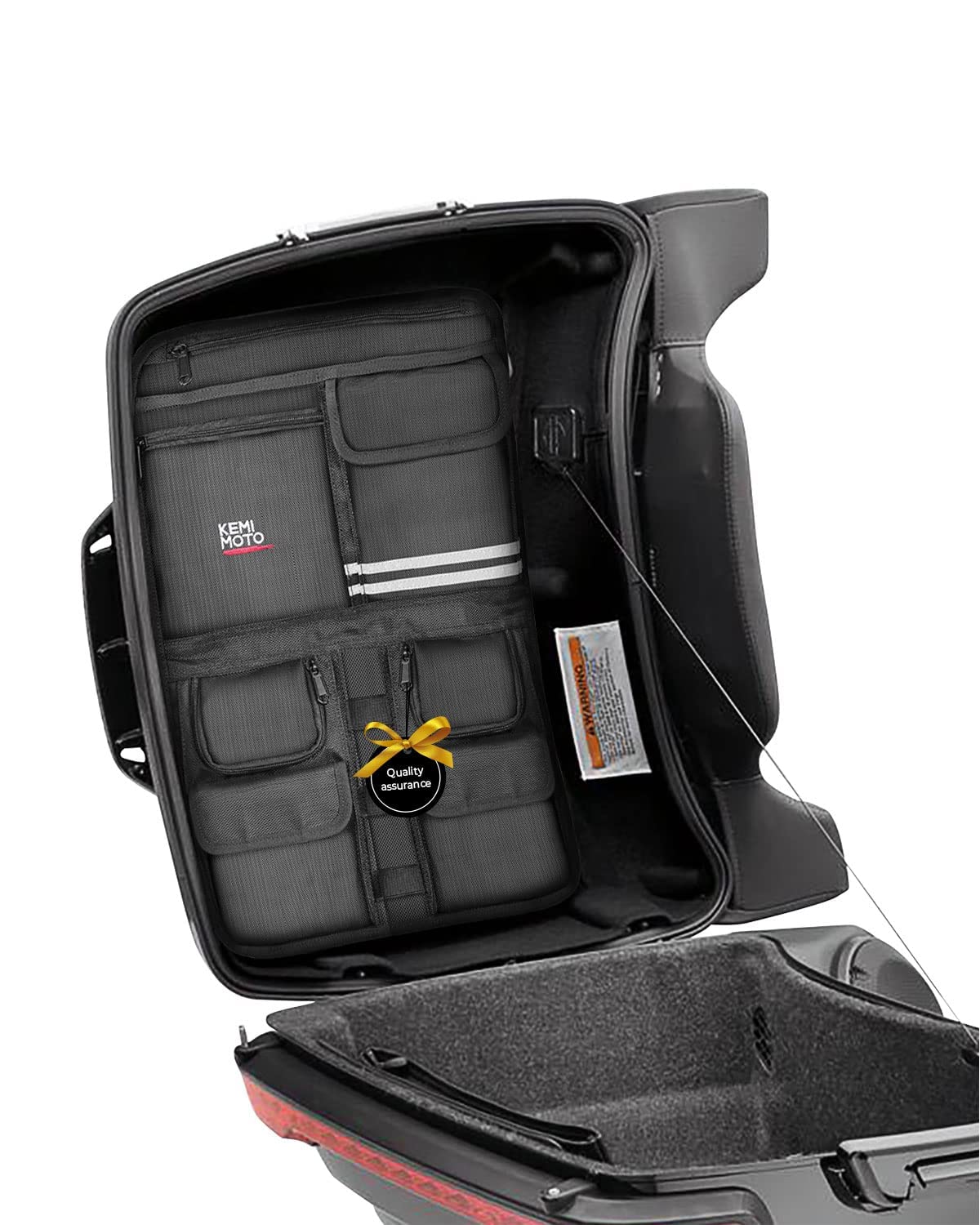 KEMIMOTO front view of lid organizer showing pocket layout and quick access