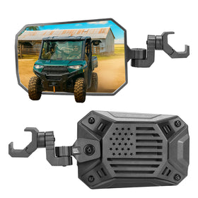 KEMIMOTO mirror on UTV in trail setting offering clearer road awareness