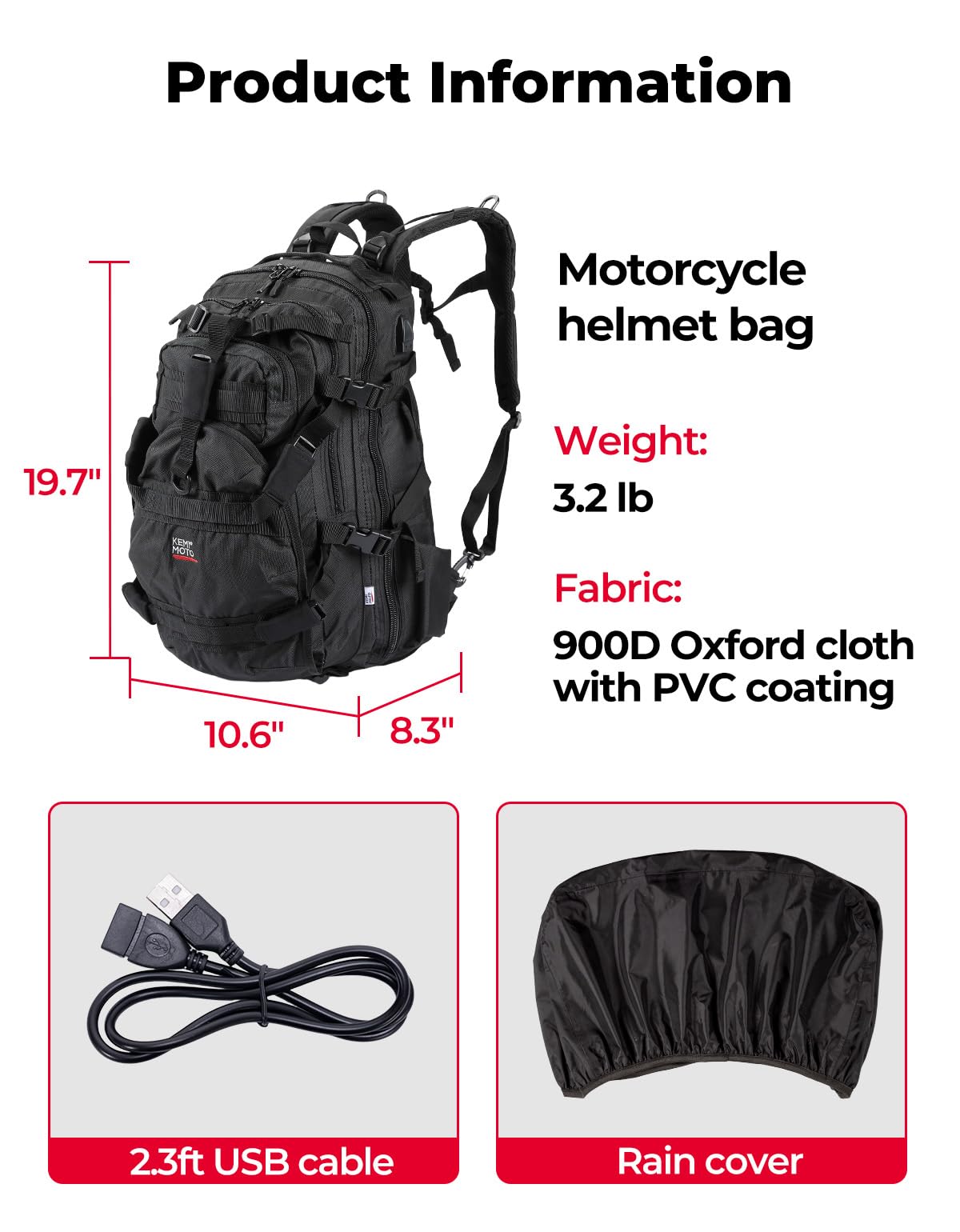 KEMIMOTO lifestyle shot on motorcycle illustrating commuter convenience