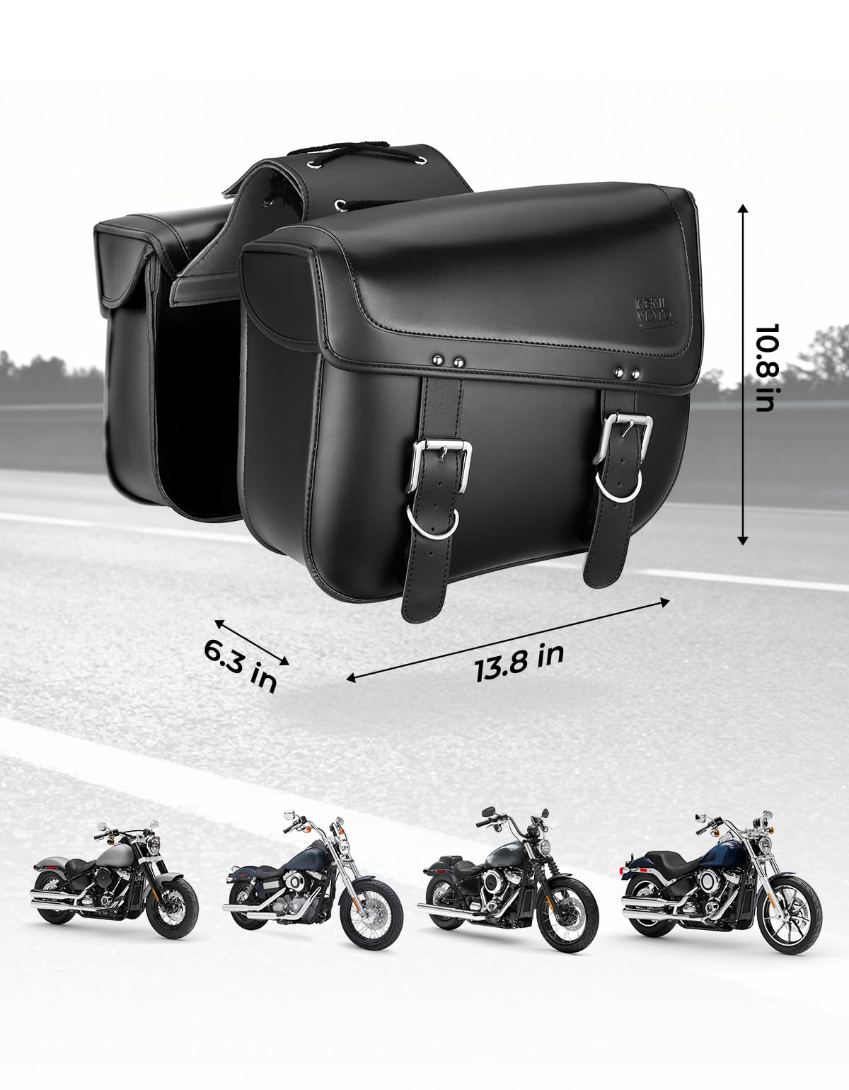 KEMIMOTO lifestyle scene with saddlebags packed for short motorcycle trip