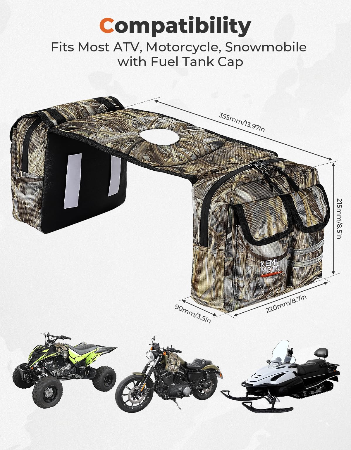 KEMIMOTO tank bag on rider in trail scene offering organized storage benefit